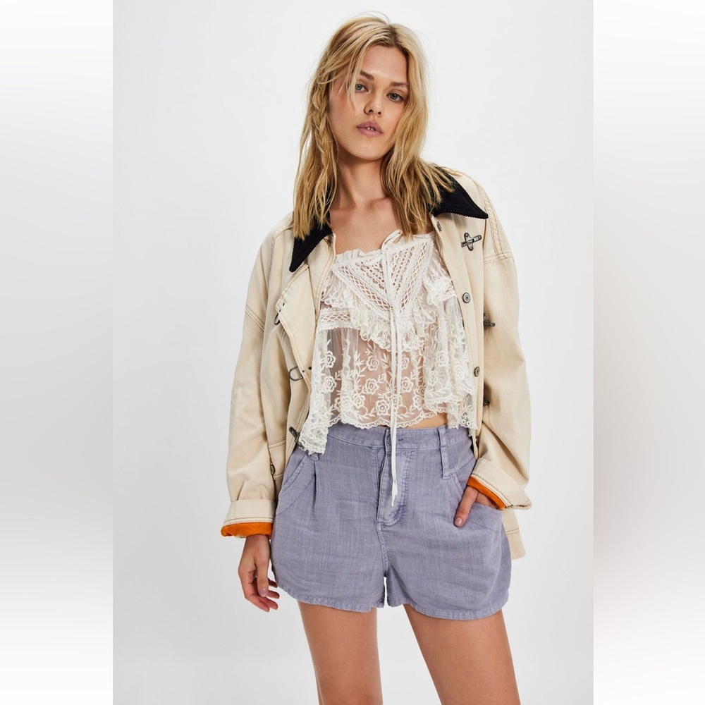 NWT Free People Audra Linen Shorts - Chambray Sky